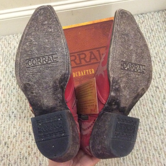 🆕 CORRAL distressed red pink leather cowboy boots - Picture 6 of 8